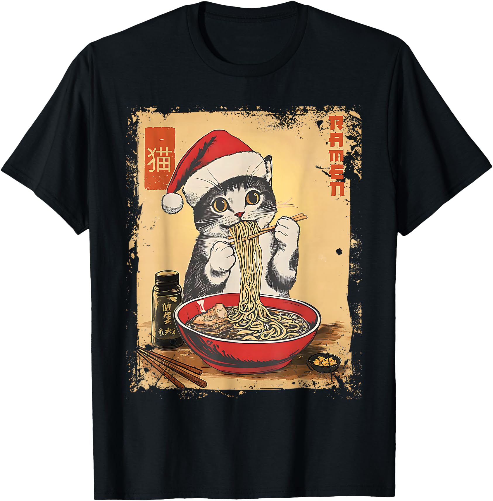 Funny Christmas Santa Cat Ramen Japanese Kawaii Anime Cat