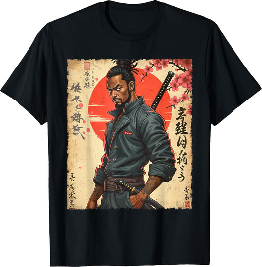 Afro Warrior Samurai African in Anime with Modern Katana