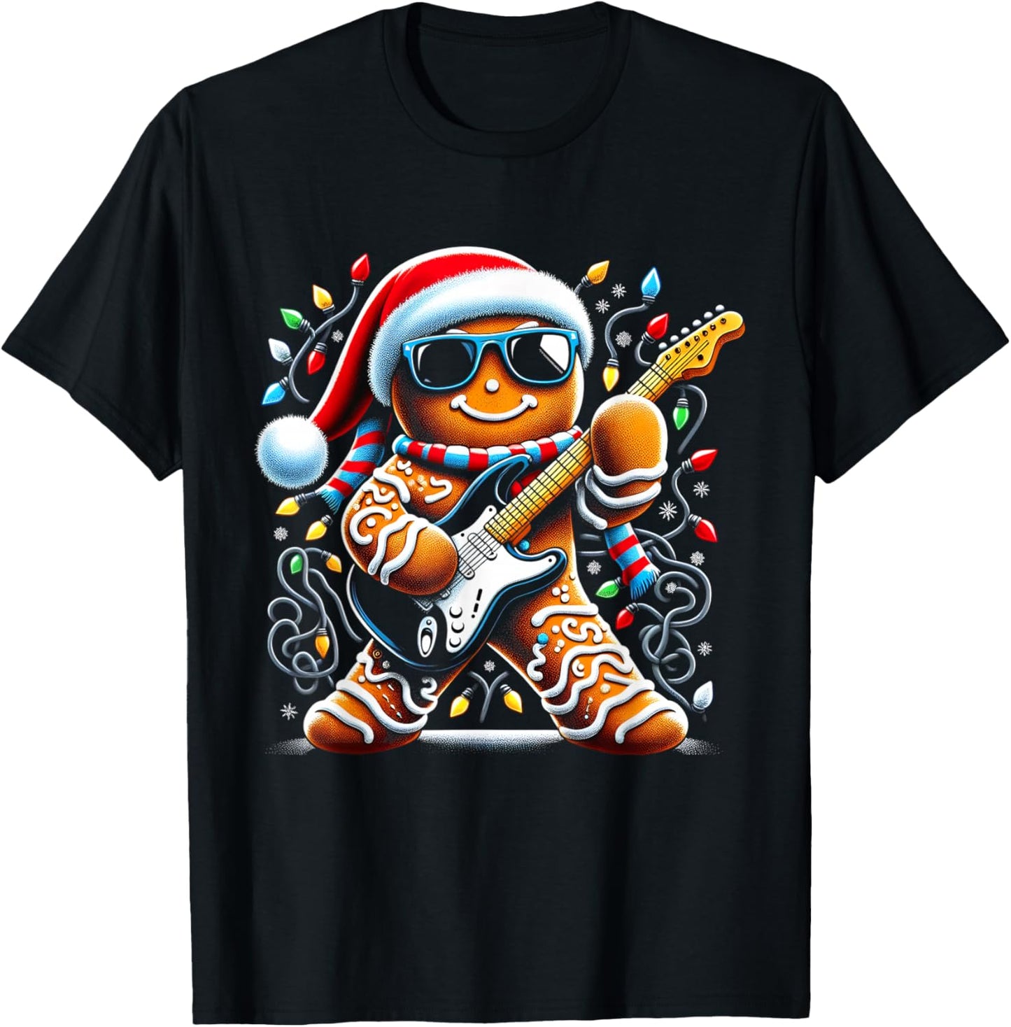 Rock Guitar Gingerbread Playing Guitar -Funny Christmas Xmas
