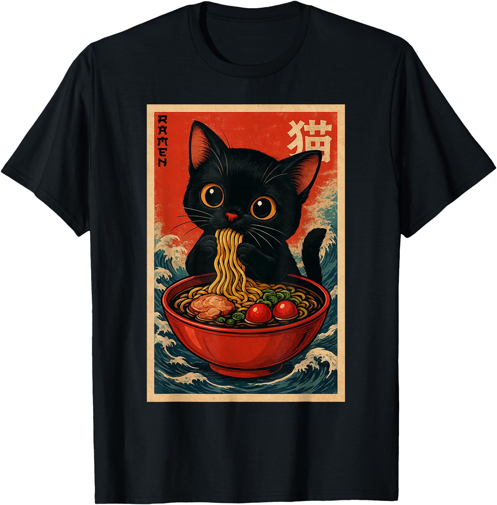 Kawaii Anime Cat Ramen Japanese Graphic Tees Men Women Teens