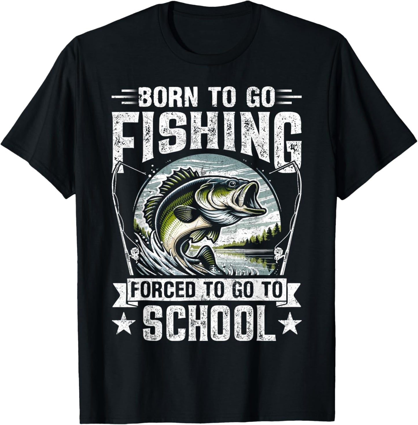 Teen Boys Fishing Shirt Forced To Go To School Bass Fish