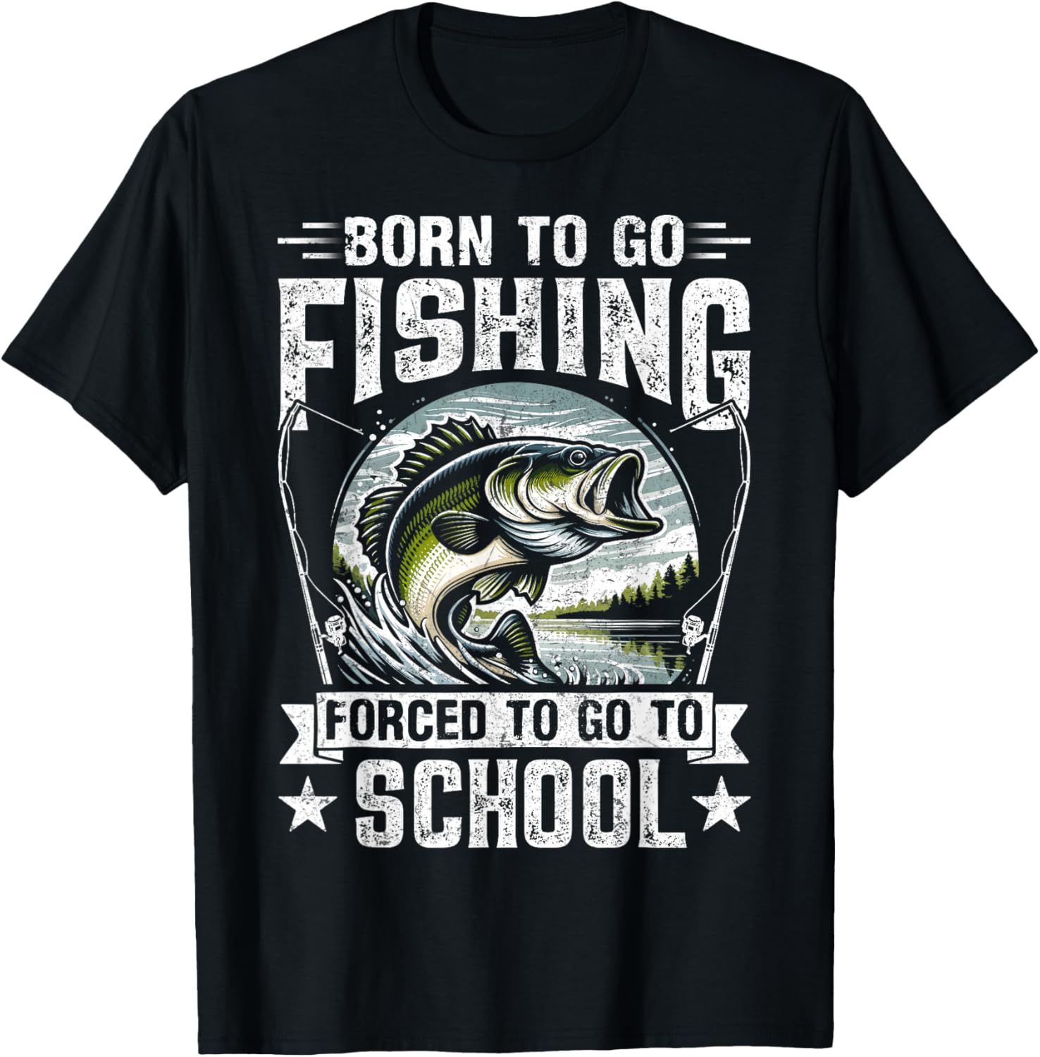Teen Boys Fishing Shirt Forced To Go To School Bass Fish