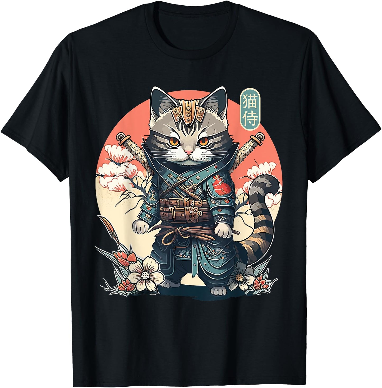Japanese Samurai Cat Tattoo, Kawaii Ninja Cat Women, Girls