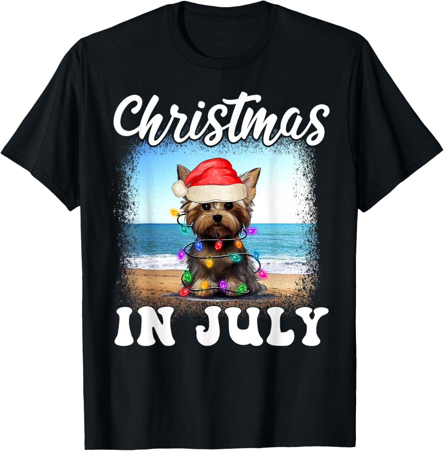 Christmas in July Dog Xmas Lover Funny Yorkie Mom Summer T-Shirt