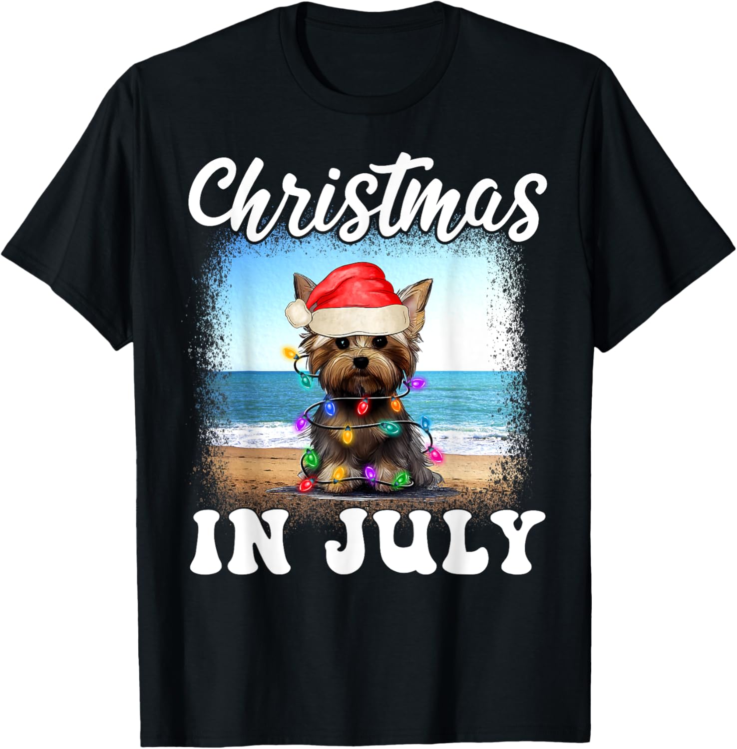 Christmas in July Dog Xmas Lover Funny Yorkie Mom Summer T-Shirt