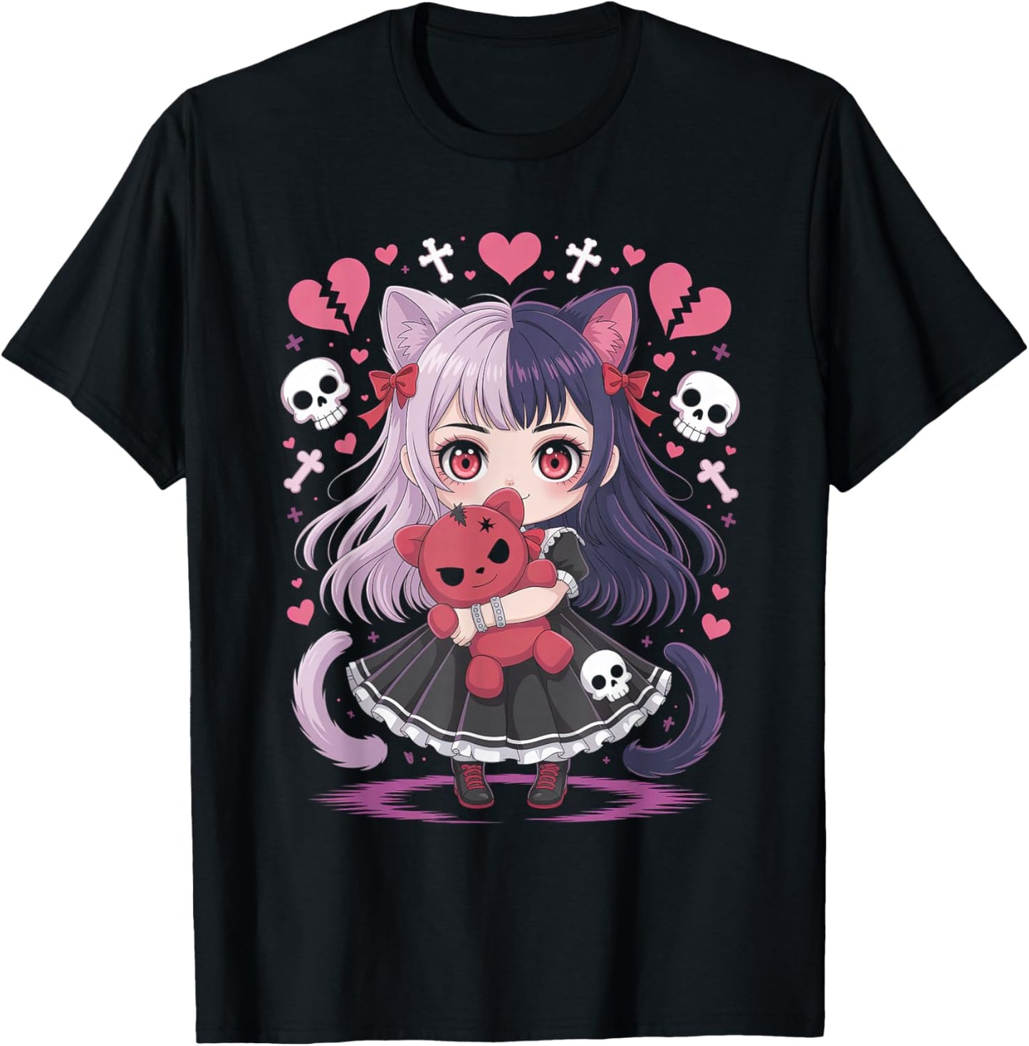 Goth Emo Girl with Teddybear Gothic Chibi Anime Girlie
