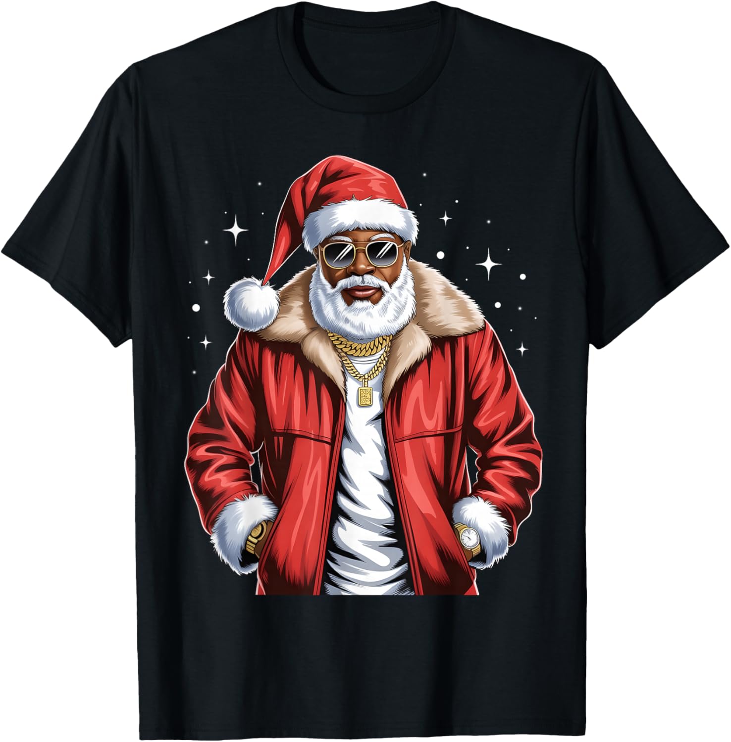 Christmas African American Santa Pajama Cool Black X-Mas