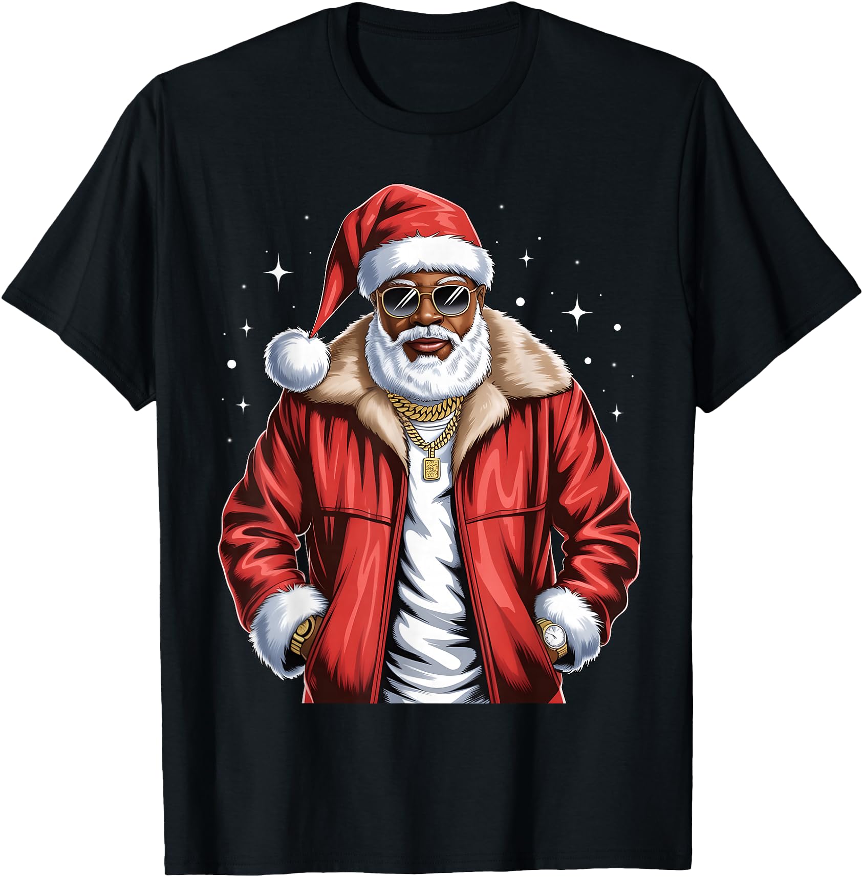 Christmas African American Santa Pajama Cool Black X-Mas