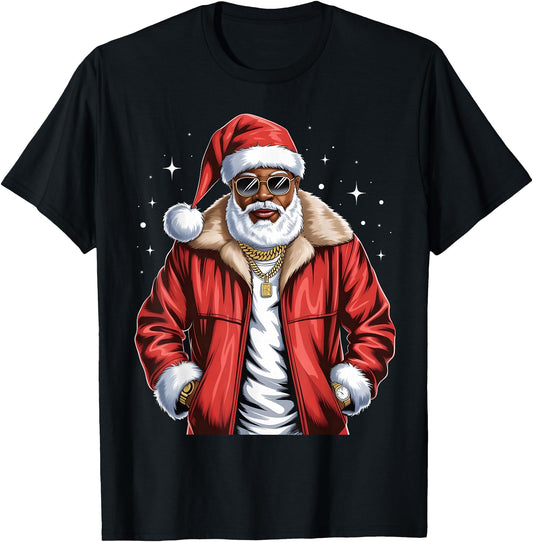 Christmas African American Santa Pajama Cool Black X-Mas