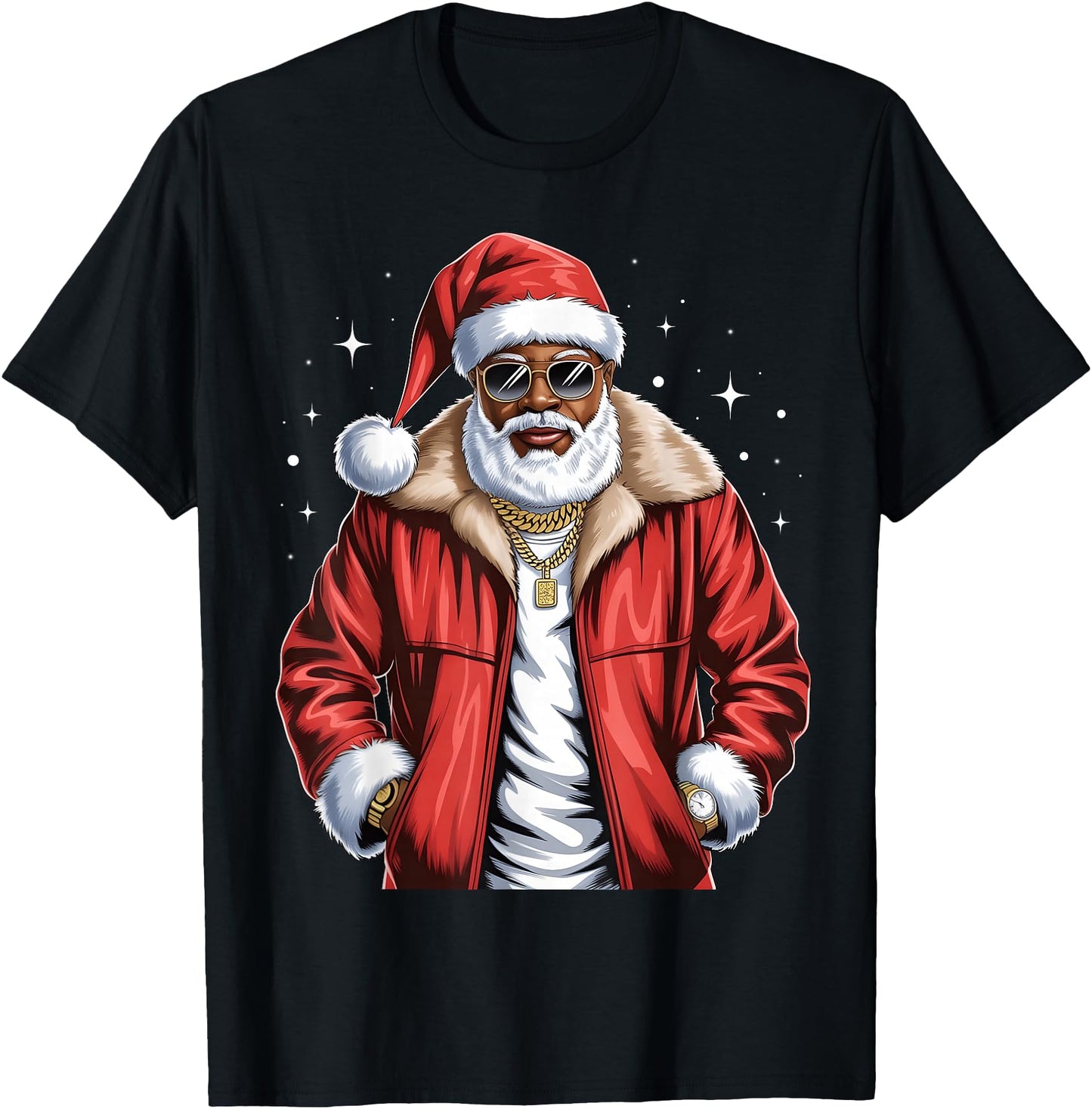 Christmas African American Santa Pajama Cool Black X-Mas
