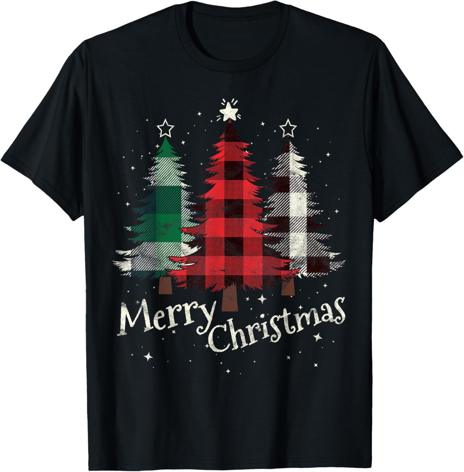 Merry Christmas Three Xmas Trees Buffalo Plaid Woman Gift