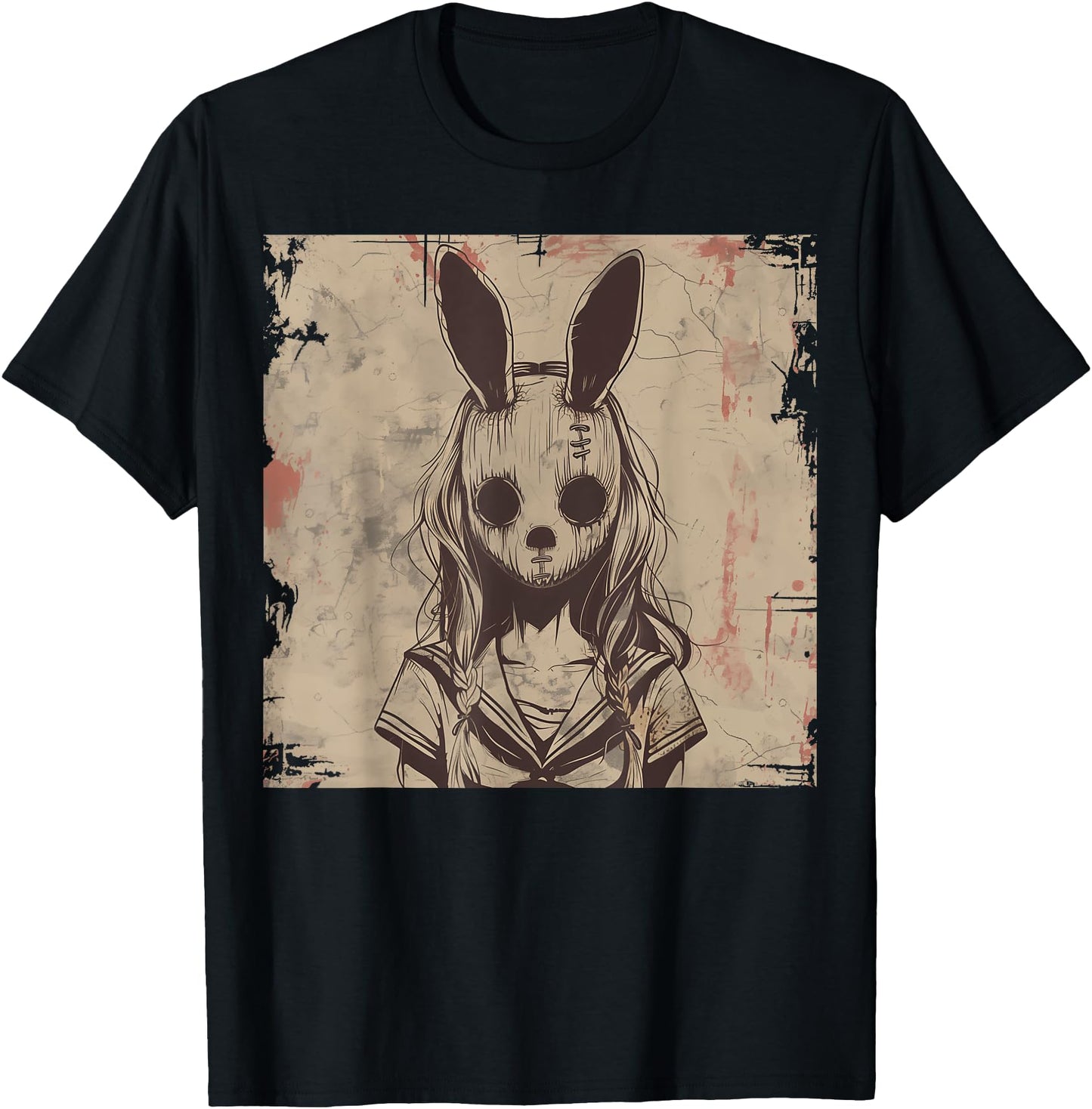 Goth Grunge Creepy Bunny Rabbit Mask Girl Anime Horror Art