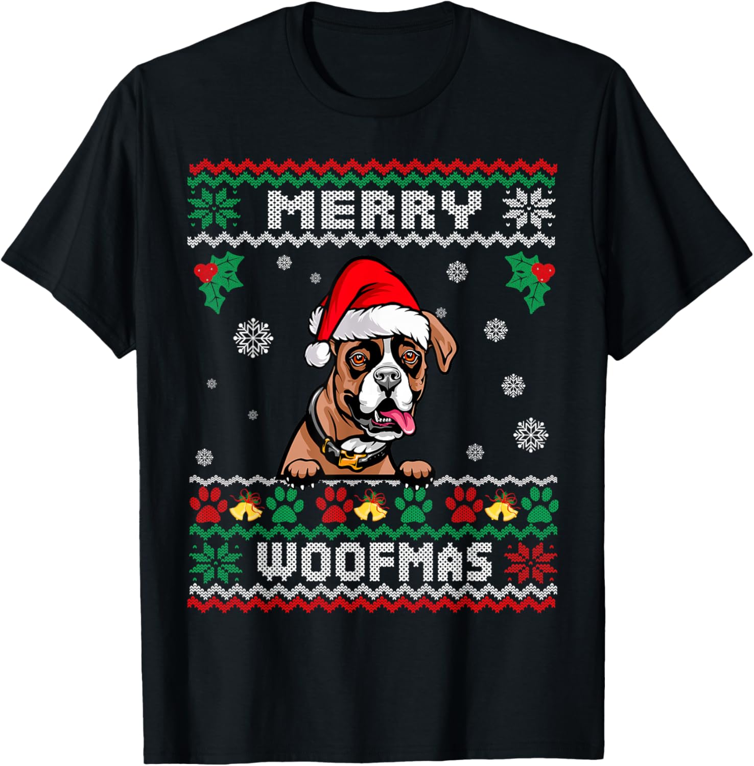 Merry Woofmas Boxer Dog Christmas Funny Ugly Xmas