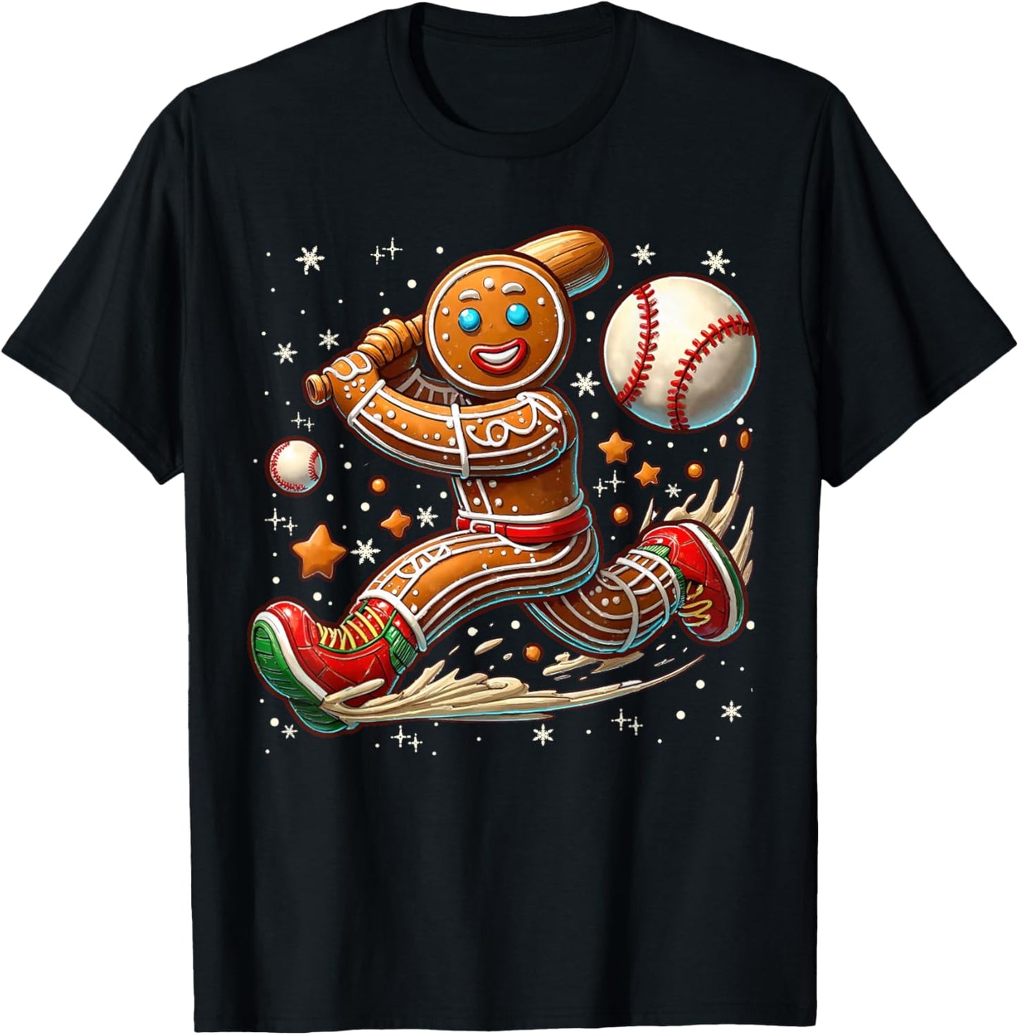 Christmas Gingerbread Man Sports Player Funny Baseball Xmas