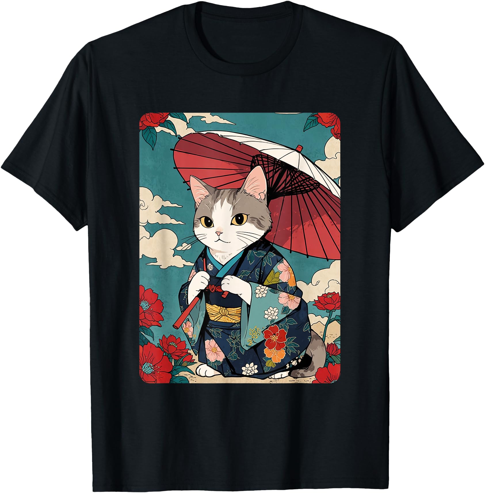 Cute Geisha Cat Japanese Cat Retro Neko Vintage Art Ukiyo-e Men Women Girls