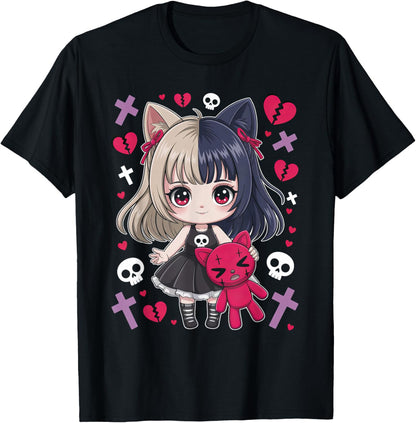 Goth Emo Girl with Teddybear Gothic Chibi Anime Girlie