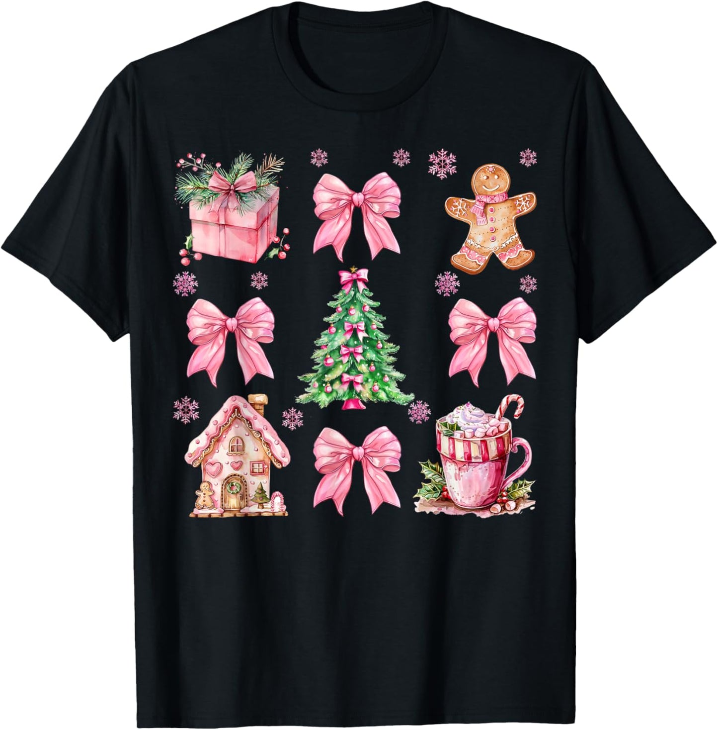 Christmas Coquette Bow Pink Gingerbread Xmas Girls Holiday