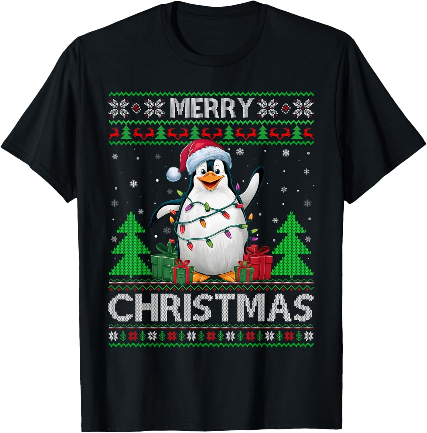 Ugly Xmas Sweater Style Lights Santa Penguin Bird Christmas