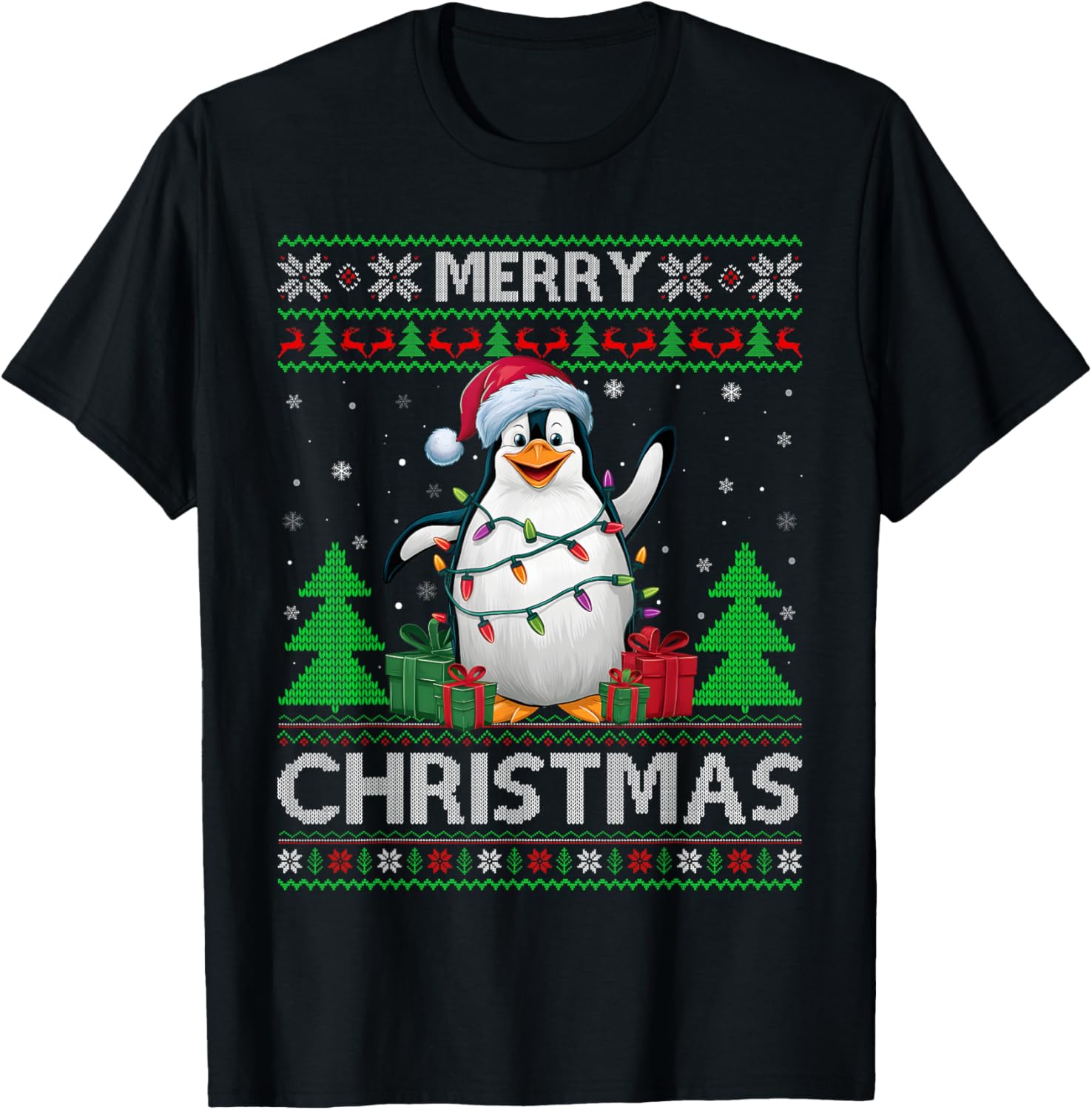 Ugly Xmas Sweater Style Lights Santa Penguin Bird Christmas