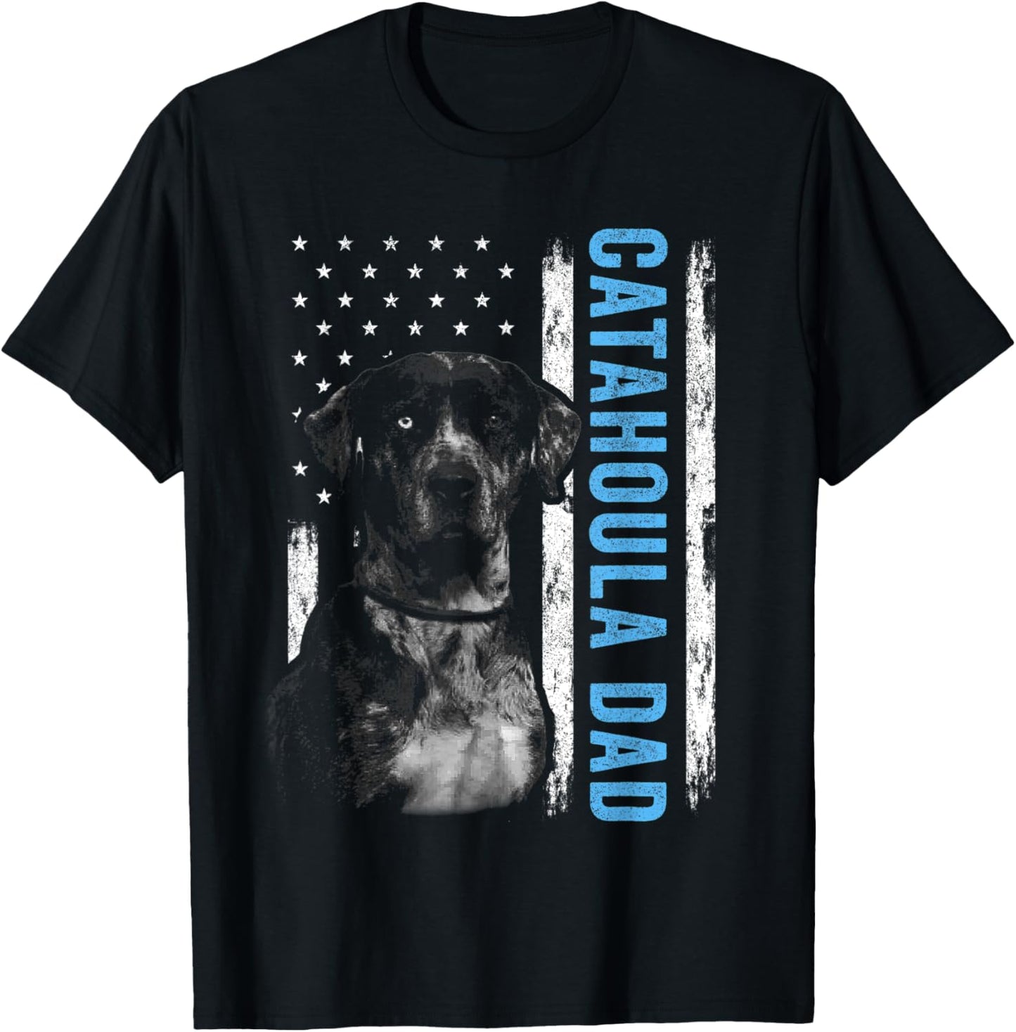 Catahoula Dad Shirt For Men, Vintage American Flag Dog Dad T-Shirt