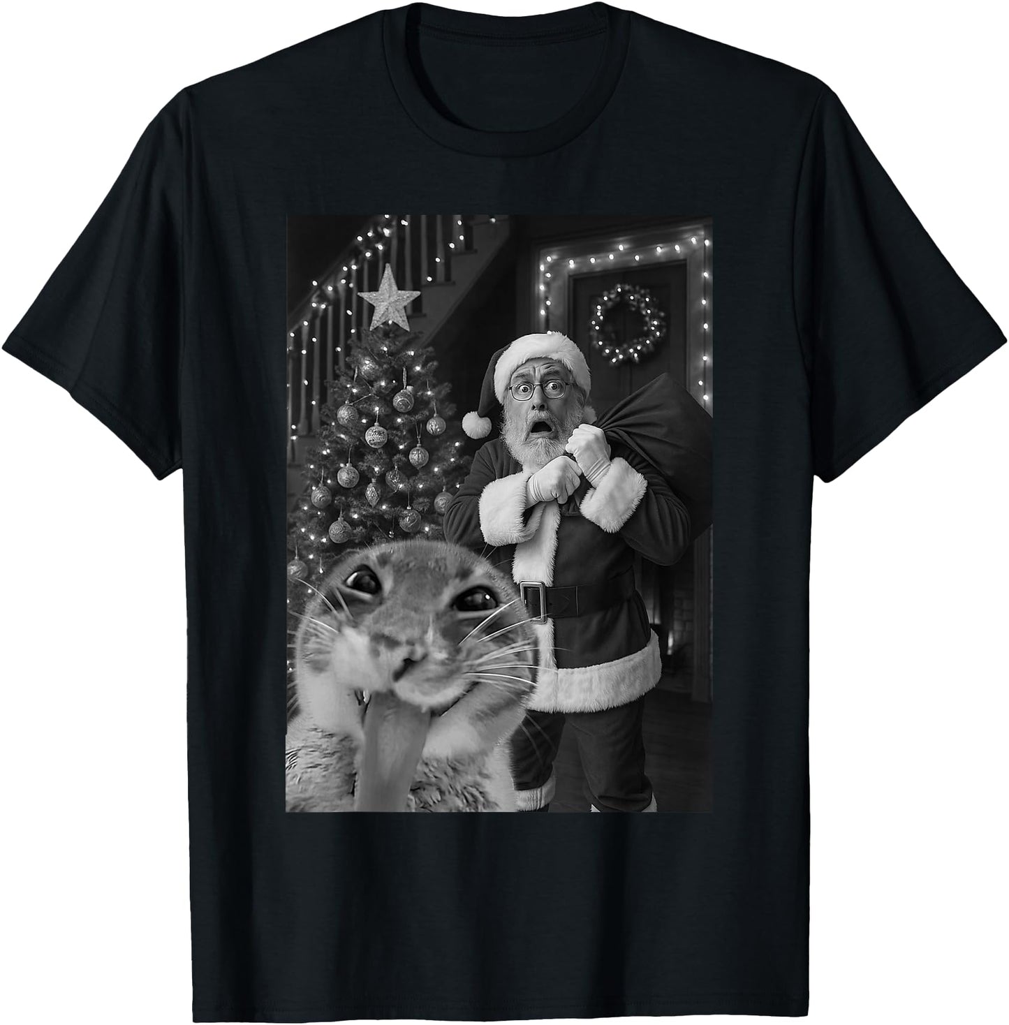 Cat Taking A Selfie Santa Christmas Xmas Pajamas Holiday