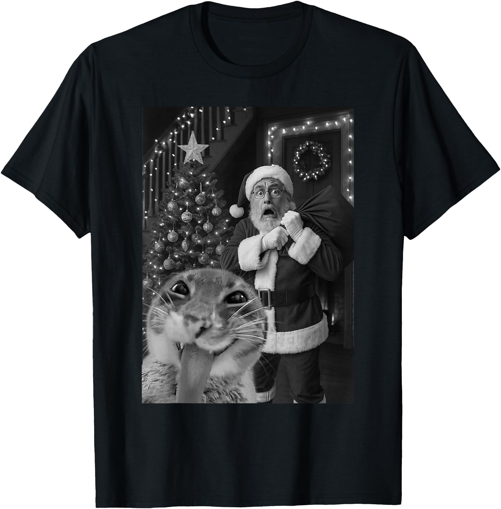 Cat Taking A Selfie Santa Christmas Xmas Pajamas Holiday