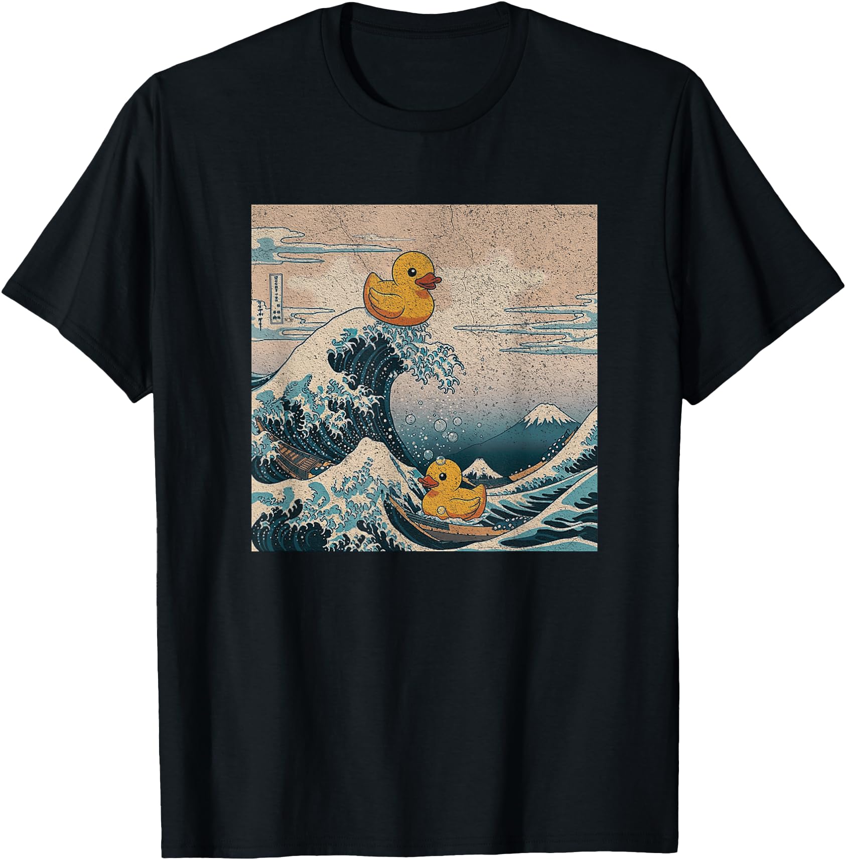 Great Wave with Rubber Ducks Funny Japanese Art Parod