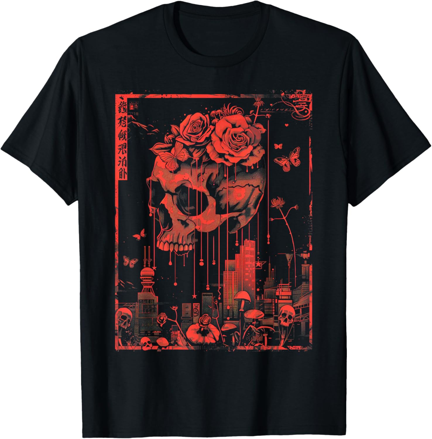 Anime Japanese Goth Cyberpunk City Skull Butterfly