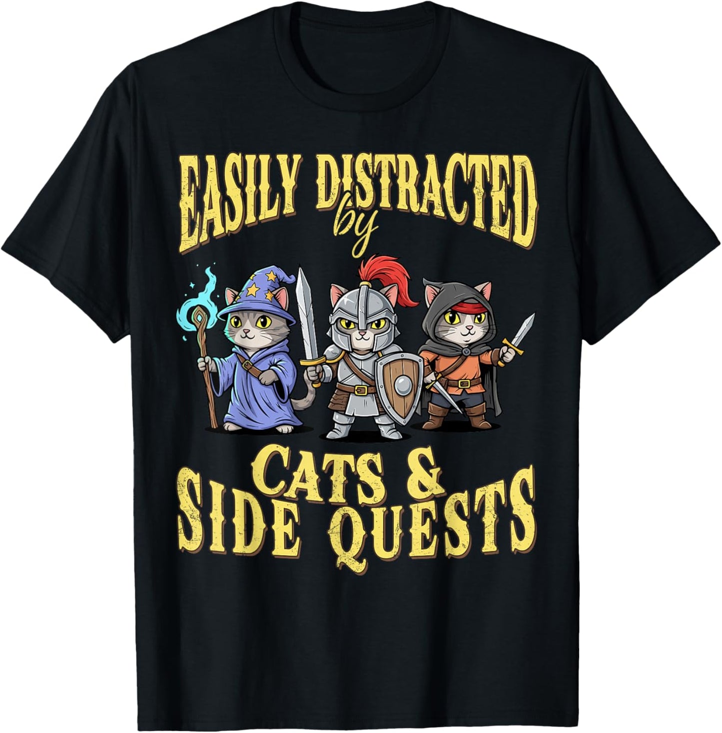 Easily Distracted by Cats Side Quests RPG Cat Gamer Fantasy