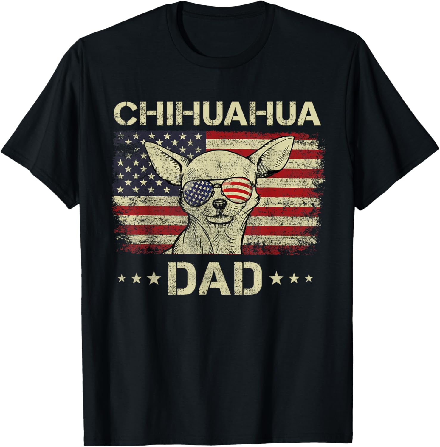 Chihuahua Dad Dog Lovers American Flag 4th Of July T-Shirt for Women Men