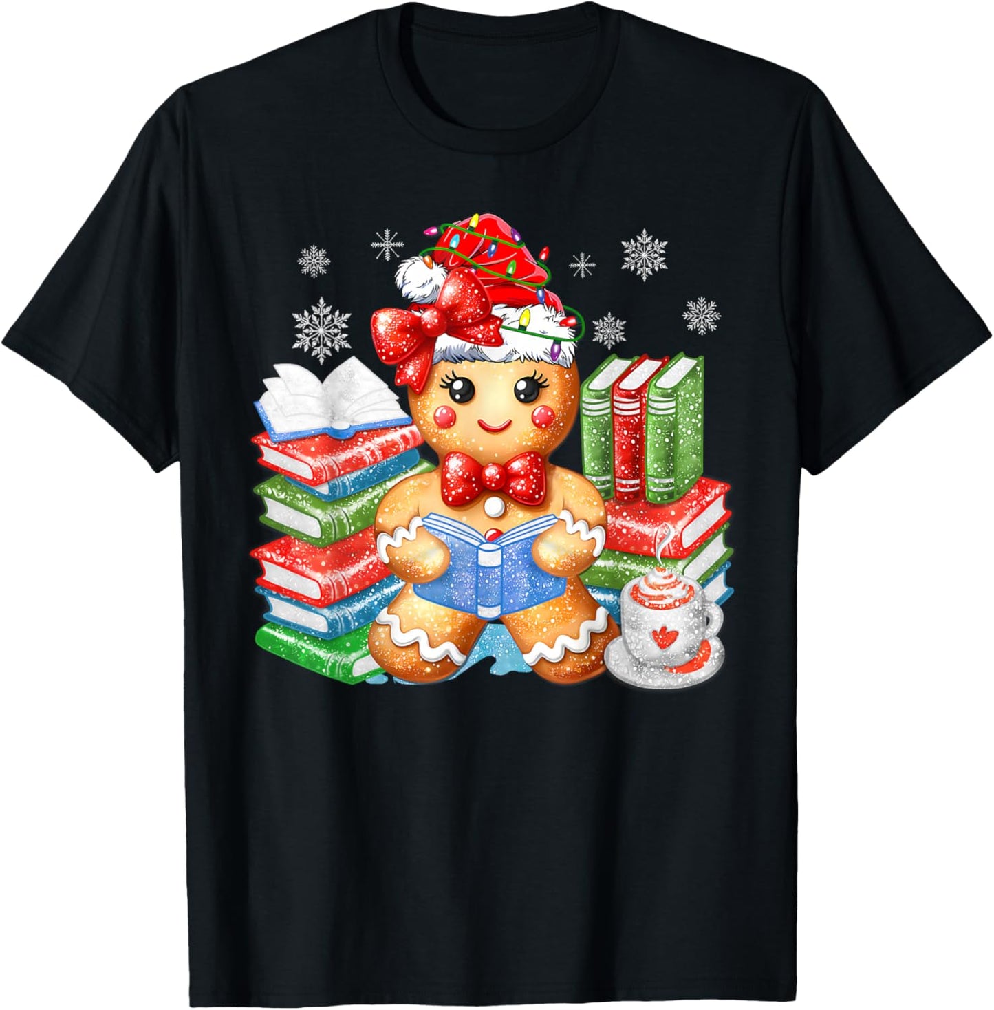 Christmas Gingerbread Man Reading Book Snowflake Teacher