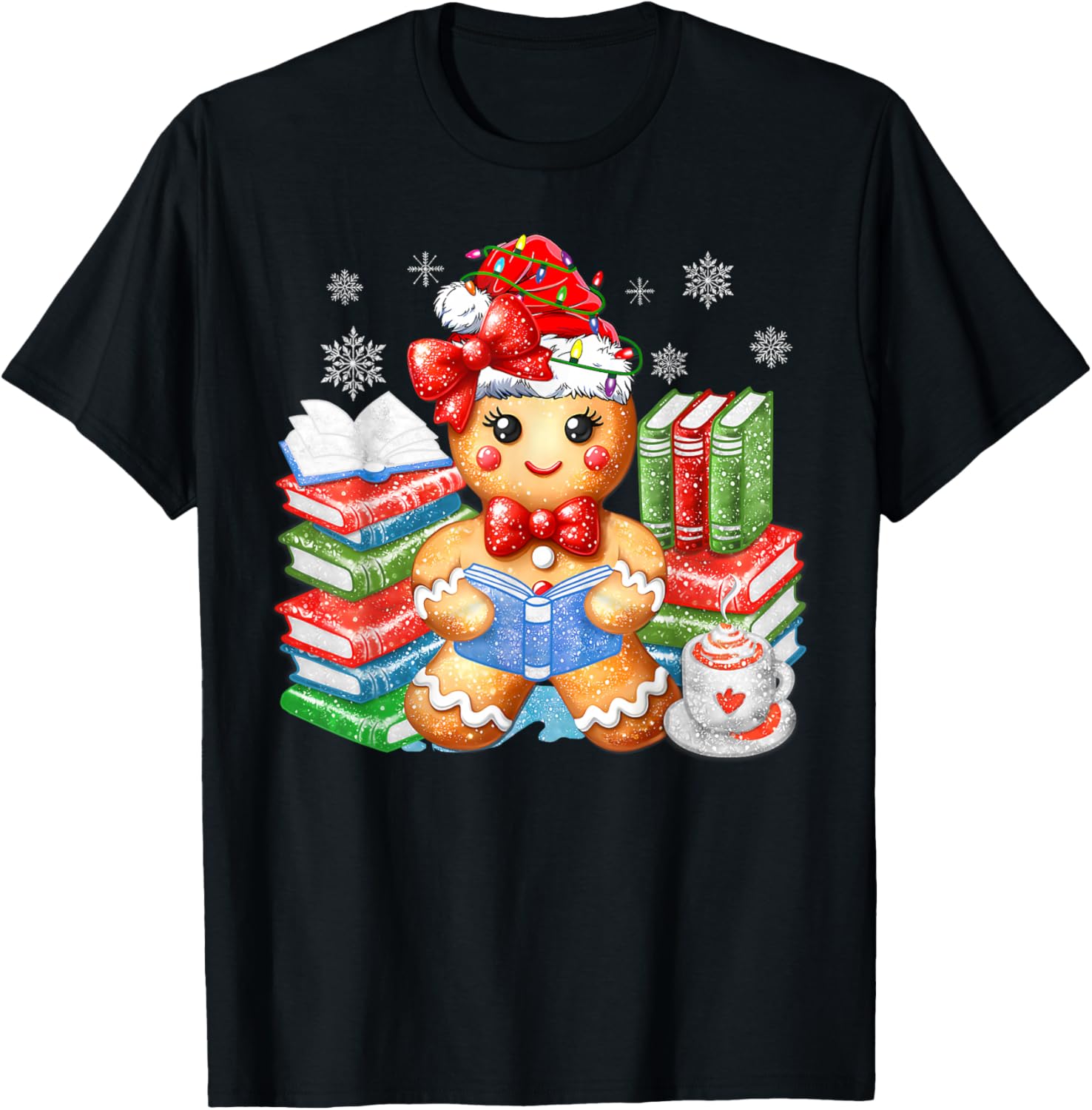 Christmas Gingerbread Man Reading Book Snowflake Teacher