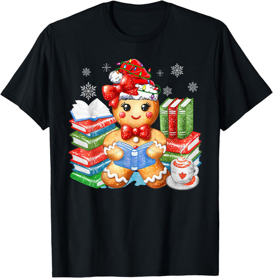 Christmas Gingerbread Man Reading Book Snowflake Teacher