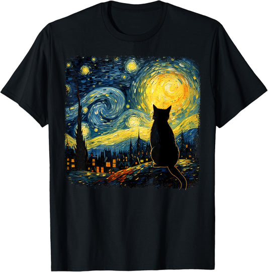 Cat Starry Night Van Gogh Cat For Cat Lover Cat Mom Cat Dad