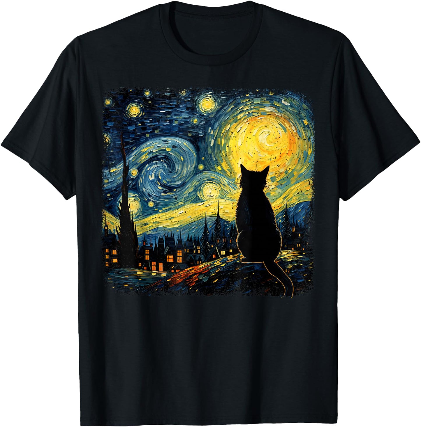 Cat Starry Night Van Gogh Cat For Cat Lover Cat Mom Cat Dad