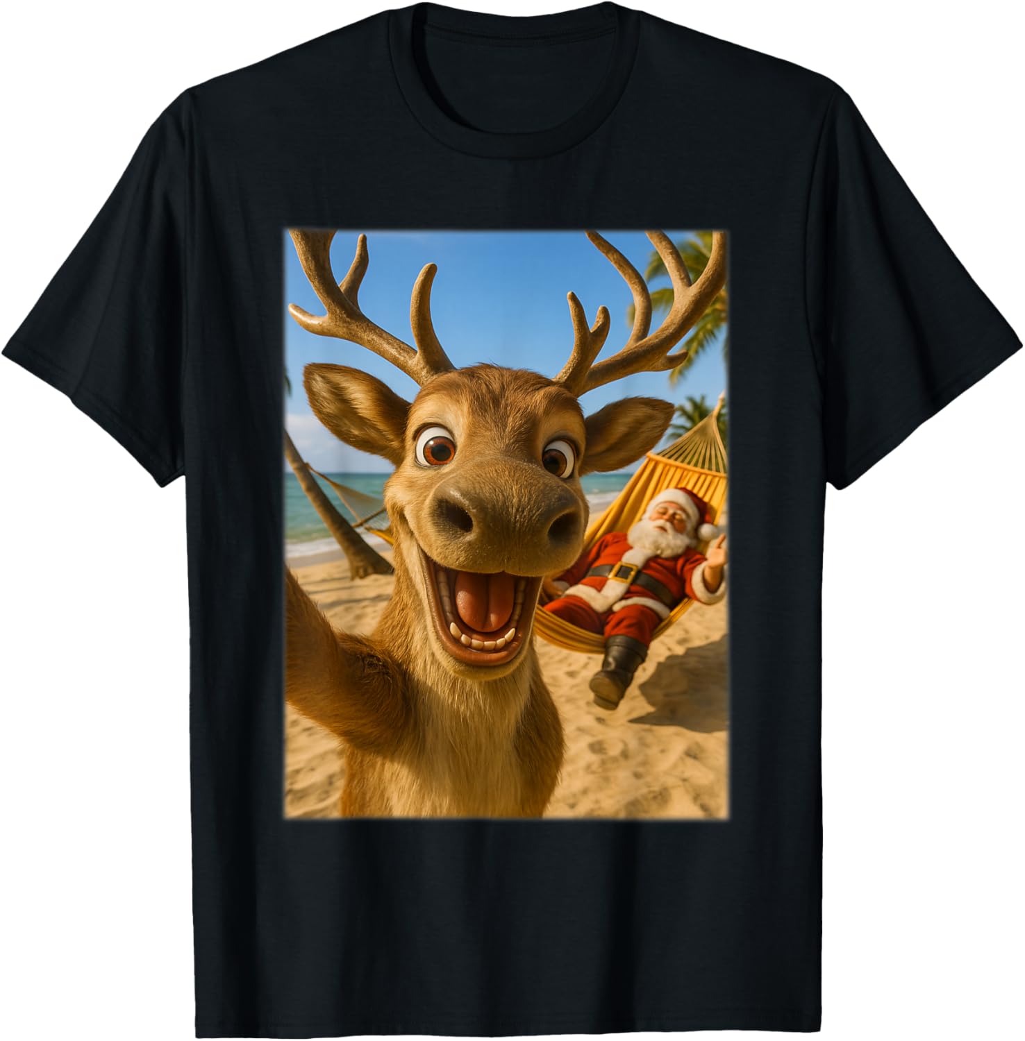 Christmas Reindeer Shirts for Women, Santa Reindeer Selfie