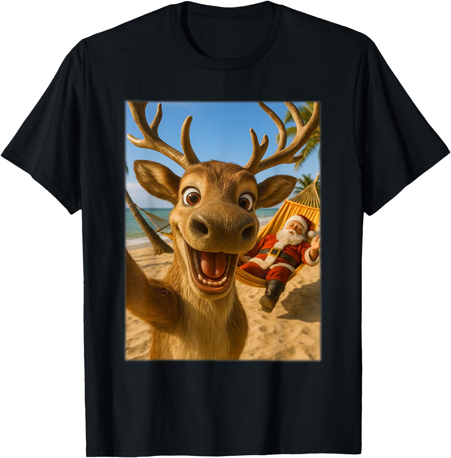 Christmas Reindeer Shirts for Women, Santa Reindeer Selfie