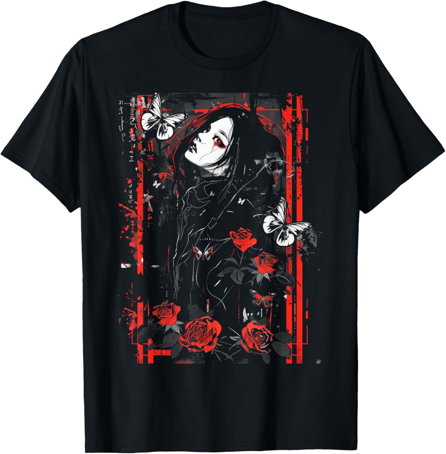 Anime Japanese Goth Cyberpunk City Gothic Butterfly Art Rose
