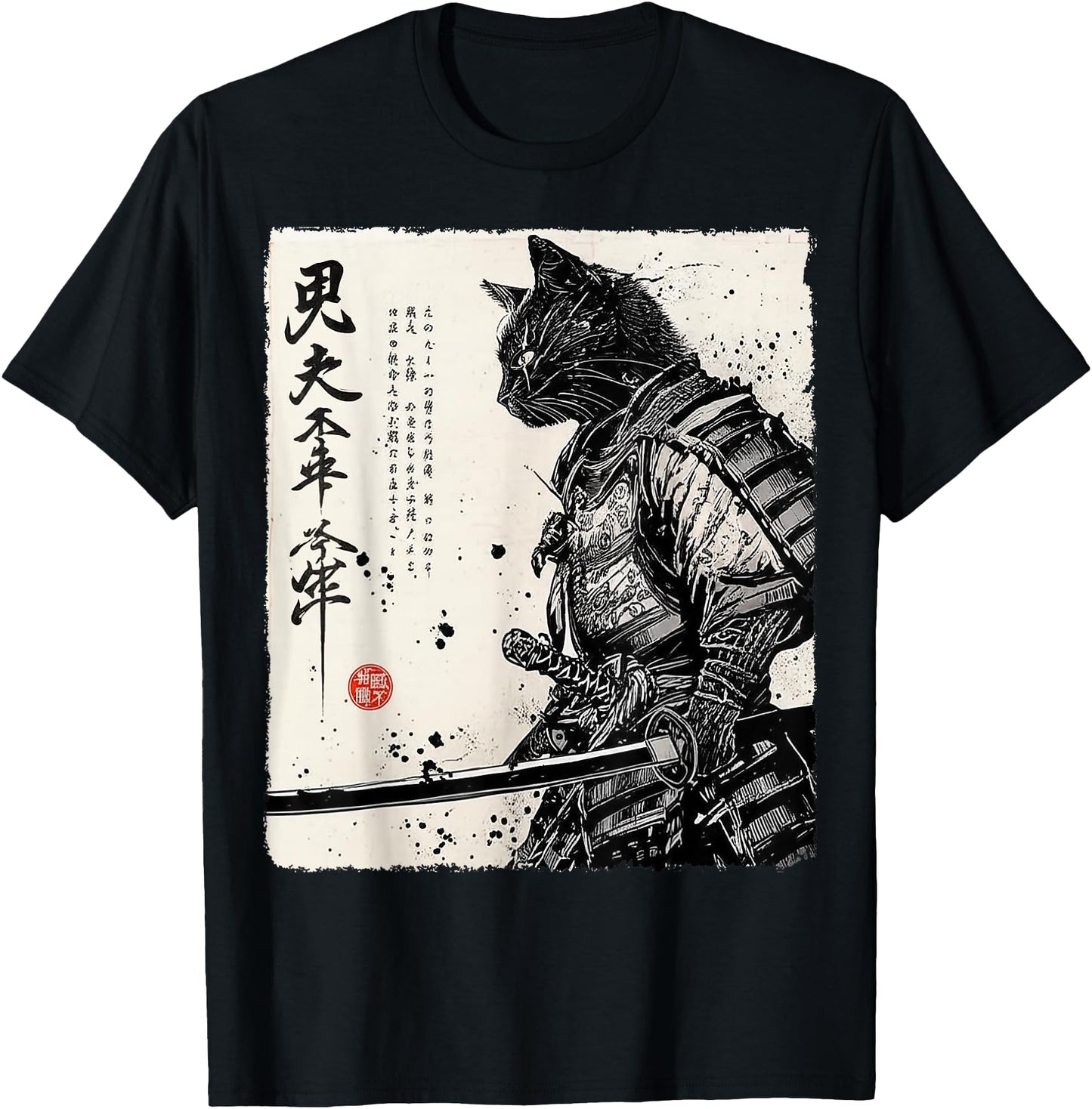 Samurai Cat Japanese Art Anime Gifts Men Women Kid Graphic