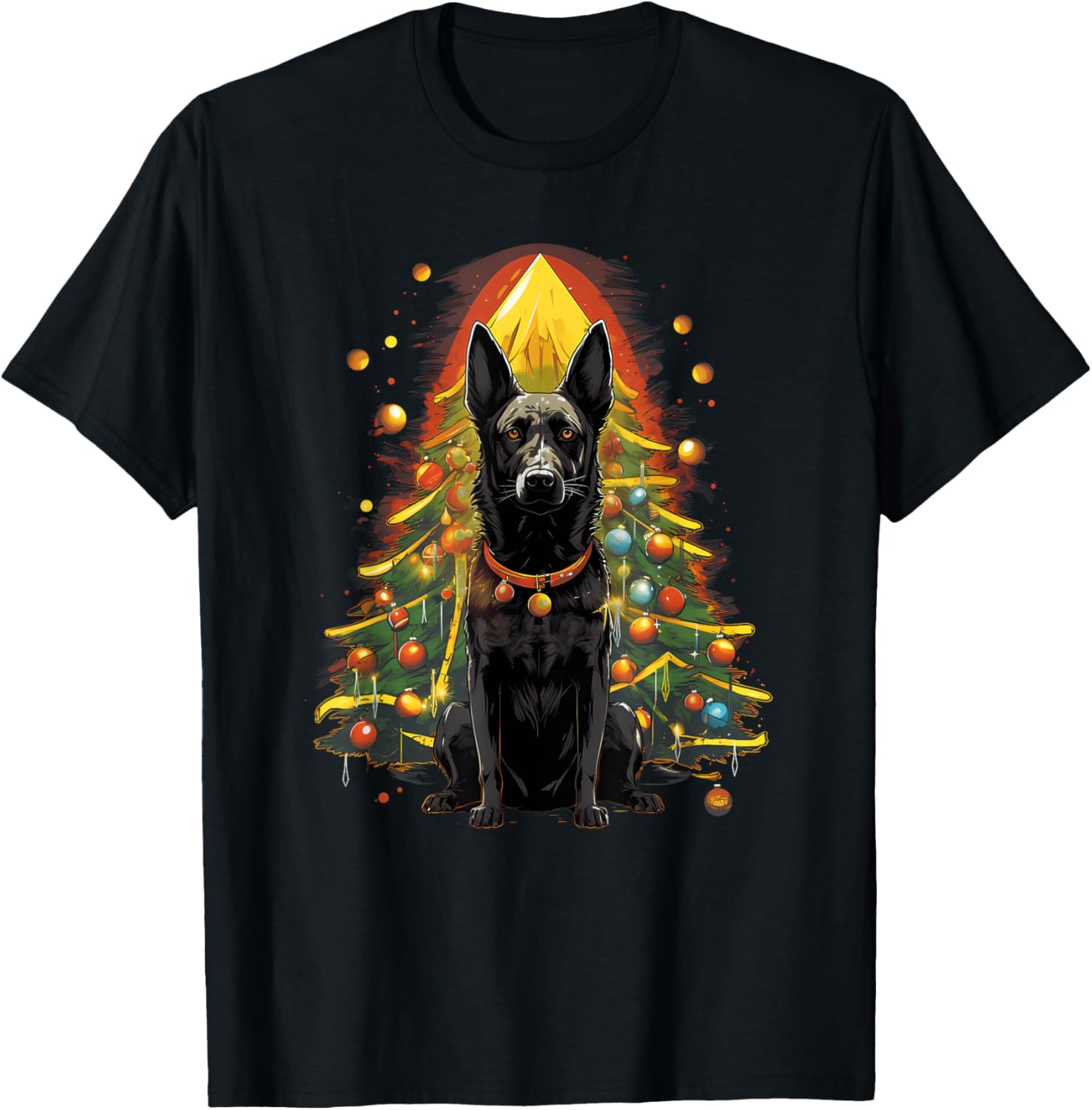 Xmas Dutch Shepherd Dog Pile Up Christmas Tree Men Women Kids
