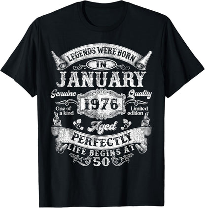 Legends Since January 1976 Vintage Retro 50th Birthday Men