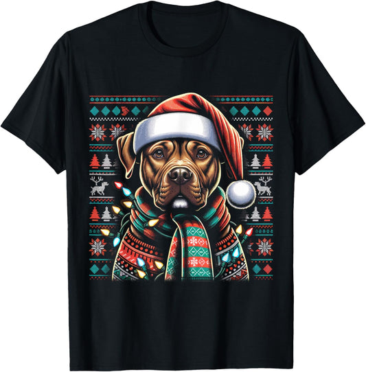 Christmas Pit bull Xmas Pit Bull Mom Dog Lover Santa Womens T-Shirt