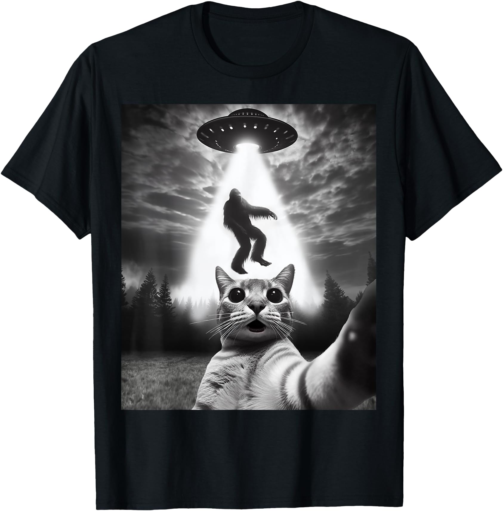 Funny Cat Selfie Flying Alien UFO Abducting Bigfoot Cryptid