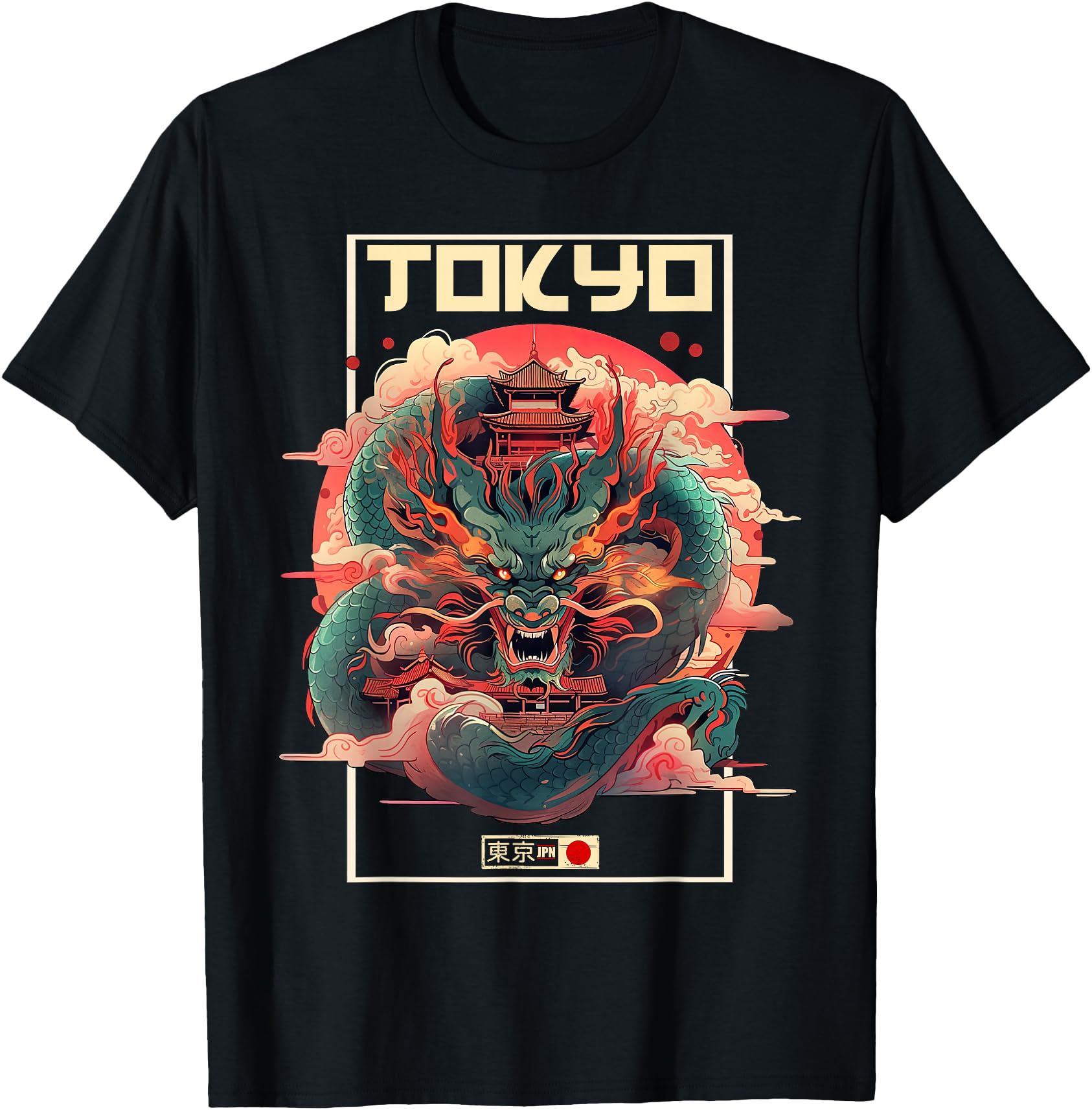 Tokyo inspired vintage style 80s retro Japanese Asian Dragon
