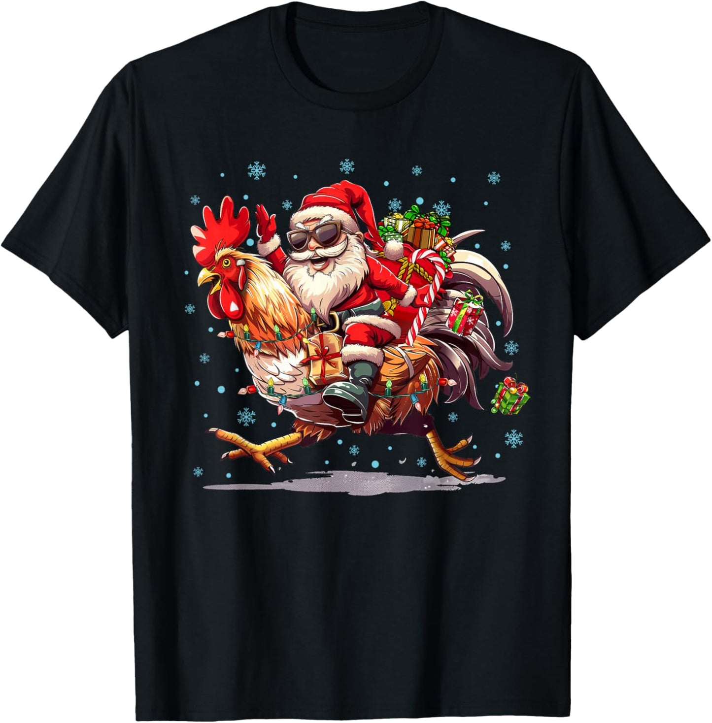 Chicken Lover Xmas Funny Santa Riding Chicken Christmas