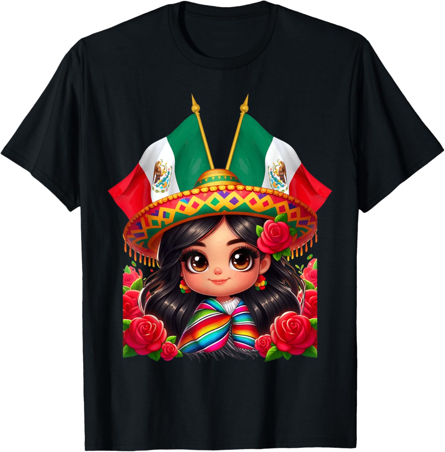 Mexican Pride Zarape Sombrero Chibi Mexicana Chingona Muneca