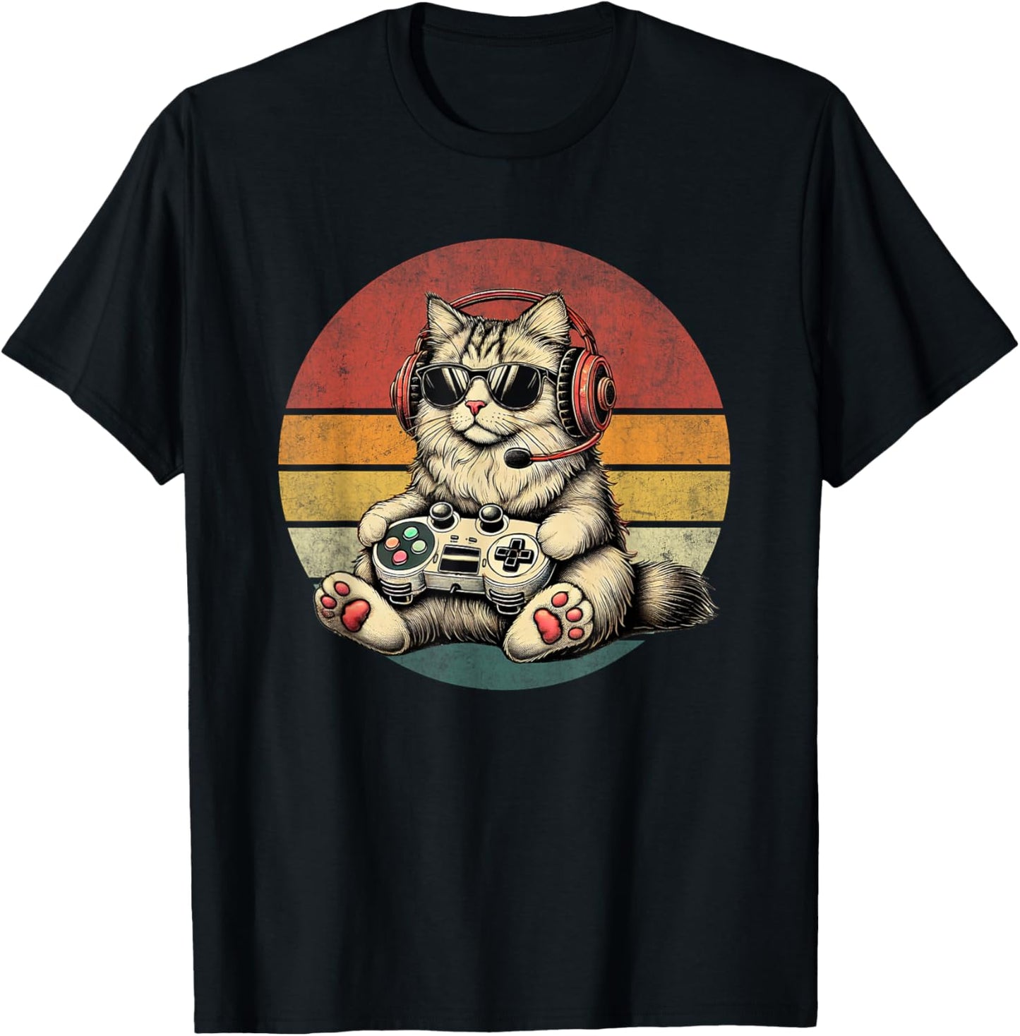 Kitten Cat Playing Video Games Vintage Funny Cat Gaming Men Women Kids