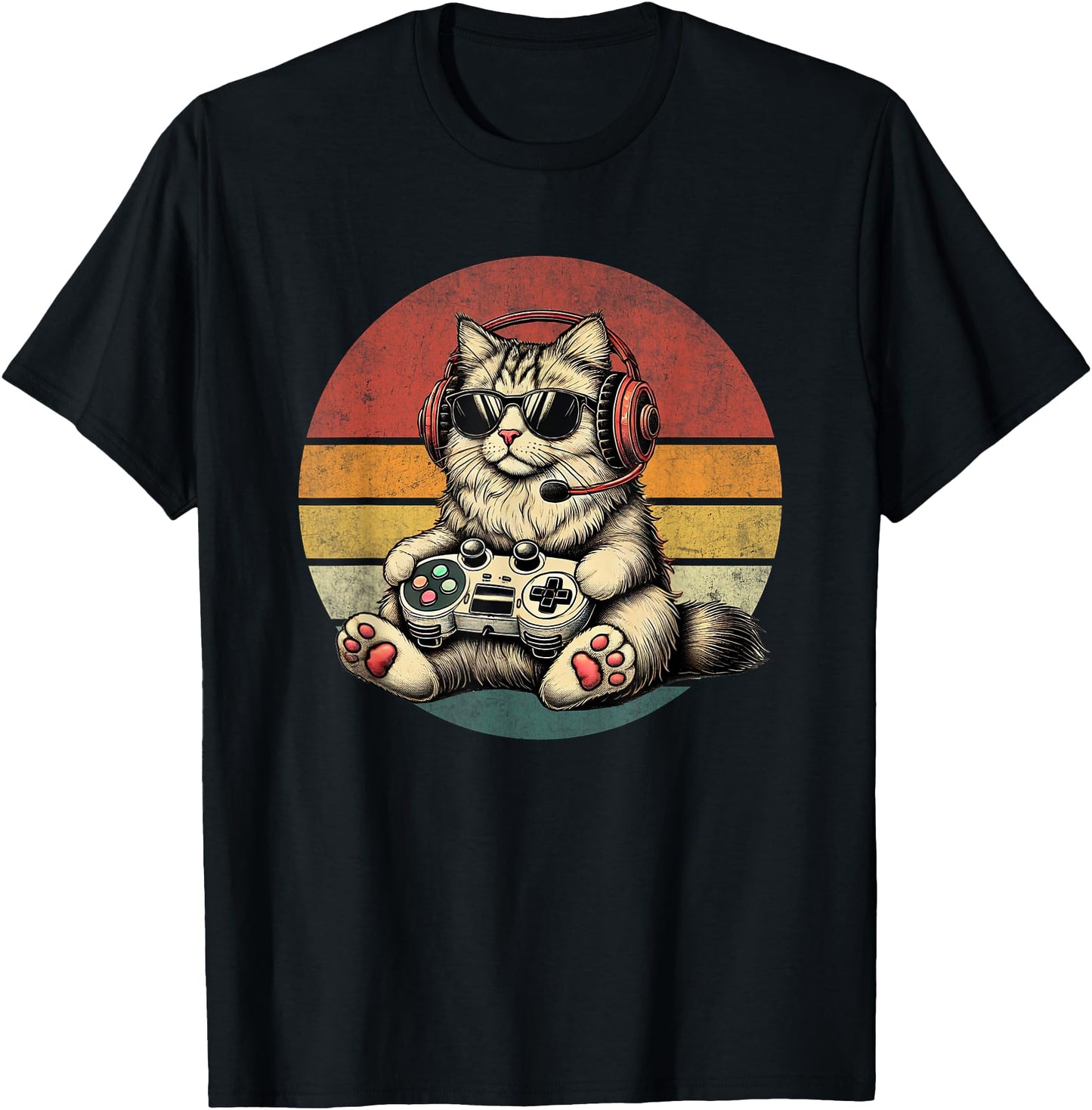 Kitten Cat Playing Video Games Vintage Funny Cat Gaming Men Women