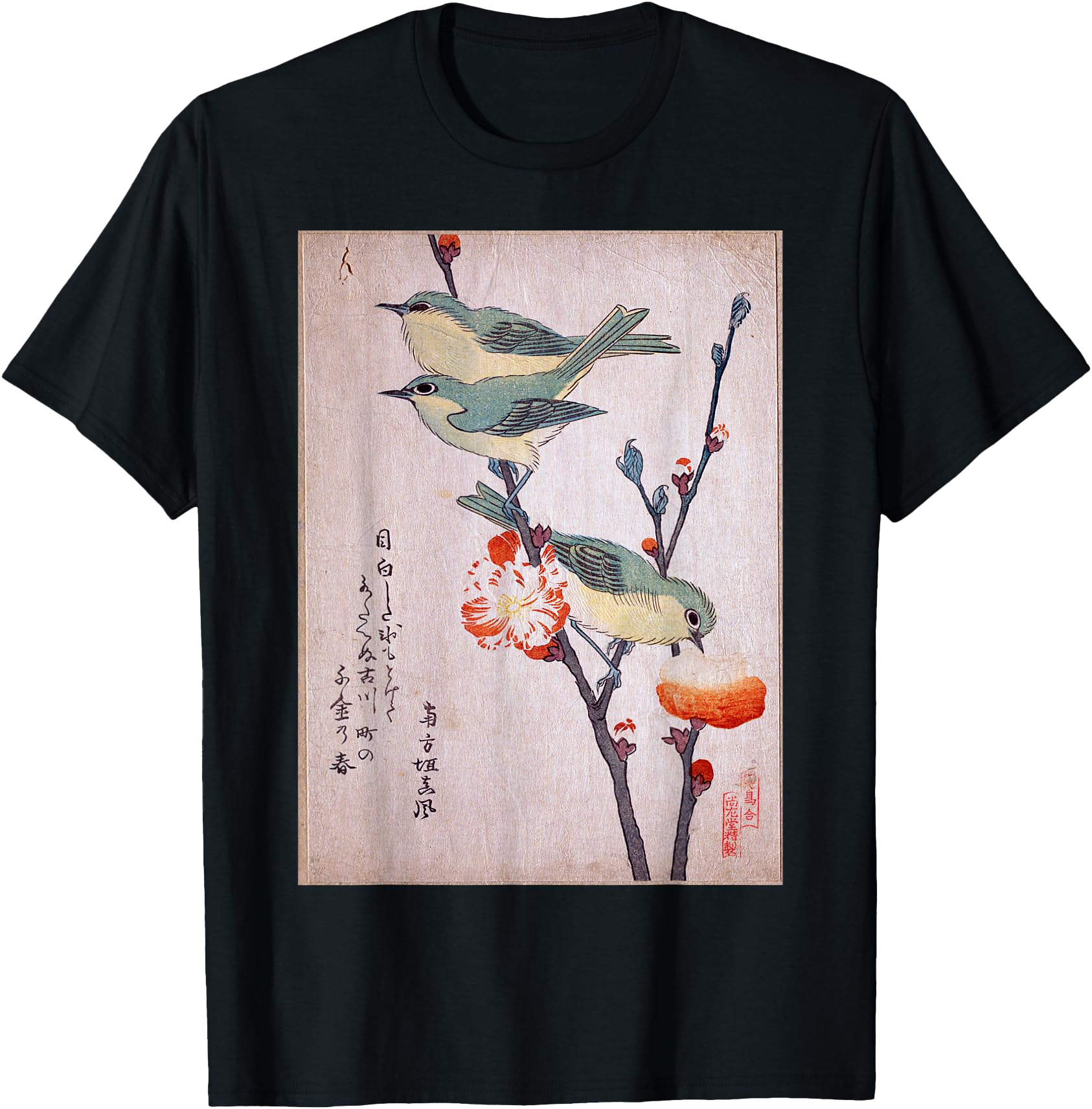 Japanese Birds Cherry Blossom - Vintage Woodblock Art