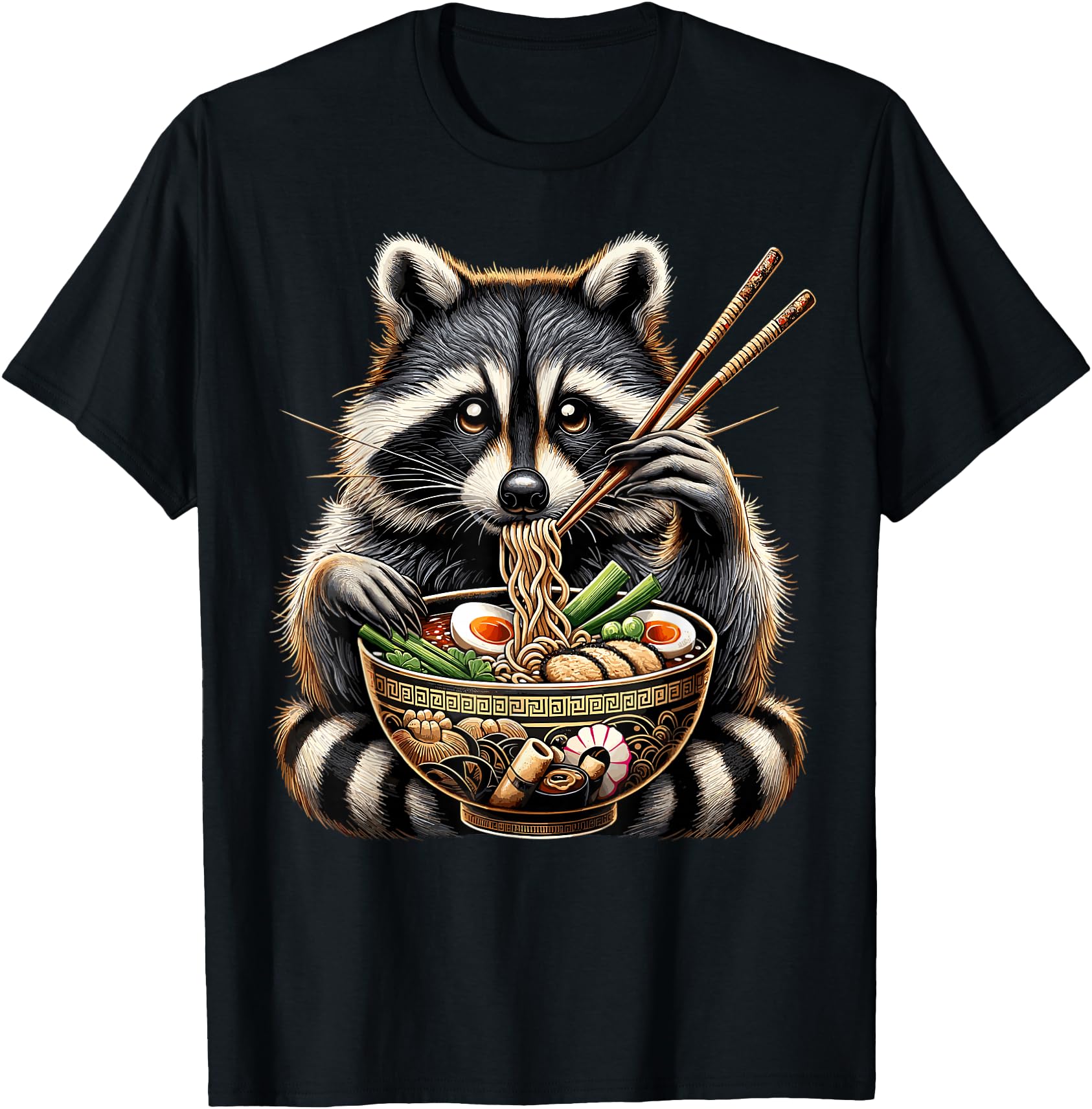 Raccoon Eating Japanese Noodles Kawaii Ramen Bowl Raccoon
